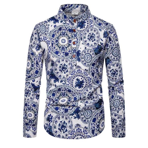 men's casual shirts unique button design linen men stand collar long sleeves floral shirt for clothes blouse, White;black
men's casual shirts unique button design linen men stand collar long sleeves floral shirt for clothes blouse, White;black