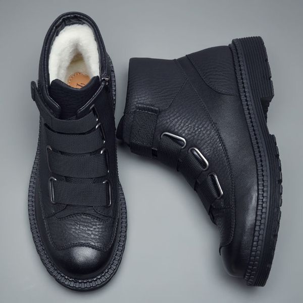 natural cow leather men winter boots handmade retro men boots genuine leather men winter shoes with wool, Black
natural cow leather men winter boots handmade retro men boots genuine leather men winter shoes with wool, Black