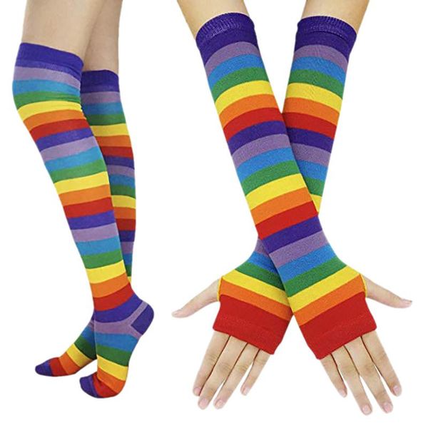 women gloves rainbow stripe half finger long soft gloves punk gothic rock color long arm warmer fingerless protect fashion #yj, Blue;gray
women gloves rainbow stripe half finger long soft gloves punk gothic rock color long arm warmer fingerless protect fashion #yj, Blue;gray