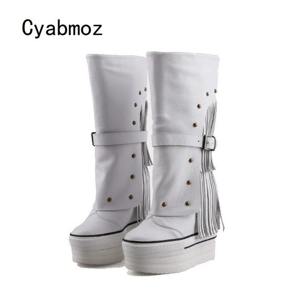 cyabmoz winter snow boots shoes woman genuine leather tassel rivet party high heels height increasing short boots women shoes, Black
cyabmoz winter snow boots shoes woman genuine leather tassel rivet party high heels height increasing short boots women shoes, Black