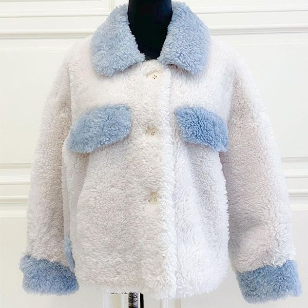 women's wool & blends winter sheep shearling jacket female lamb velvet lapel stitching short fashion all-match plush jacket1, Black
women's wool & blends winter sheep shearling jacket female lamb velvet lapel stitching short fashion all-match plush jacket1, Black