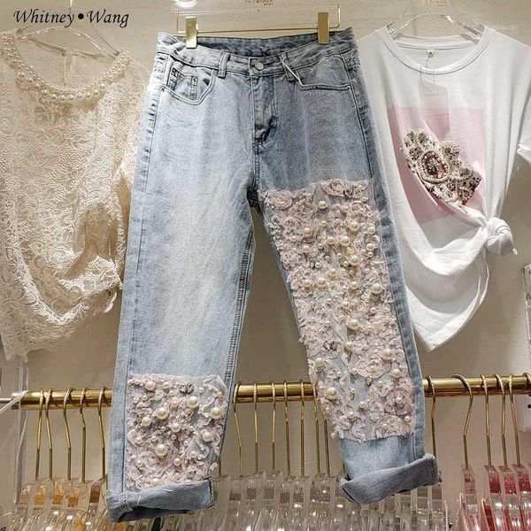 whitney wang 2020 spring fashion streetwear lace patchwork pearls beading diamonds jeans women stylish denim pants plus size 5xl1, Blue
whitney wang 2020 spring fashion streetwear lace patchwork pearls beading diamonds jeans women stylish denim pants plus size 5xl1, Blue