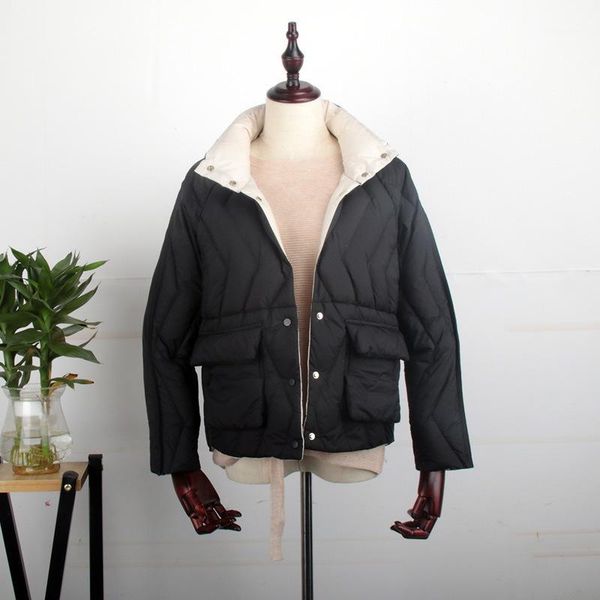 2020 down coat women's new short paragraph double-sided wear thin solid color fashion large size women coat jackets1, Black
2020 down coat women's new short paragraph double-sided wear thin solid color fashion large size women coat jackets1, Black