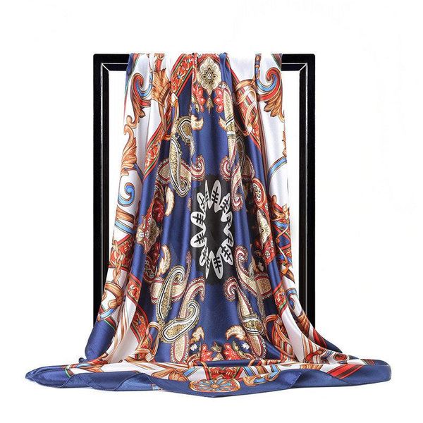 90*90 new luxury satin silk scarf women fashion vintage cashew totem large square scarves female ethnic wrap shawl handkerchief, Blue;gray
90*90 new luxury satin silk scarf women fashion vintage cashew totem large square scarves female ethnic wrap shawl handkerchief, Blue;gray