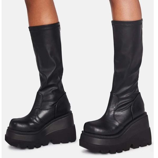women platform black boots chunky heel wedges mid calf ladies booties woman casual shoes pu leather side back zip laces
women platform black boots chunky heel wedges mid calf ladies booties woman casual shoes pu leather side back zip laces