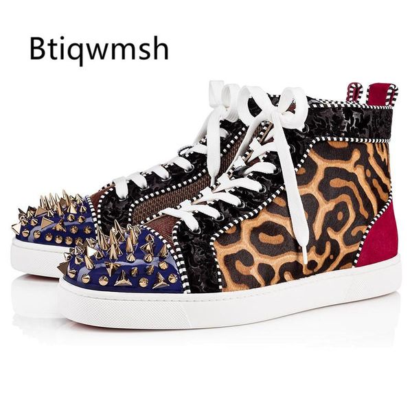 2020 leopard spiked shoes men round toe mixed color rivet high flat shoes for man fashion loafer, Black
2020 leopard spiked shoes men round toe mixed color rivet high flat shoes for man fashion loafer, Black