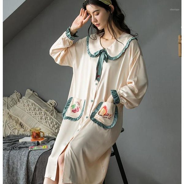 nightdress ladies long sleeve rayon college style loose korean dress with pocket lapel base skirt maternity dress pijamas 20201, Black;red
nightdress ladies long sleeve rayon college style loose korean dress with pocket lapel base skirt maternity dress pijamas 20201, Black;red