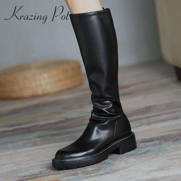 krazing pot 2020 winter new arrival round toe med heel pleated high street fashion gentlewomen knee-high boots l96, Black
krazing pot 2020 winter new arrival round toe med heel pleated high street fashion gentlewomen knee-high boots l96, Black