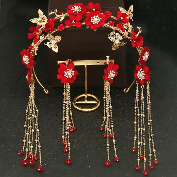 bridal headdress red atmosphere crown earrings hair accessories 2019 new korean toast dress wedding baroque jewelry, Silver
bridal headdress red atmosphere crown earrings hair accessories 2019 new korean toast dress wedding baroque jewelry, Silver