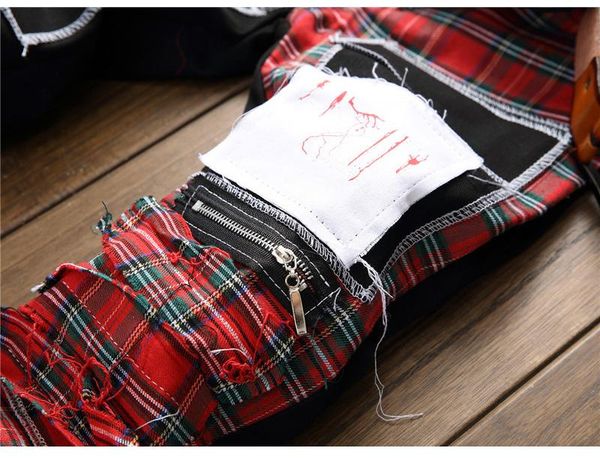 men's jeans sokotoo skull printed scottish plaid patchwork trendy patches design black ripped distressed denim long pants, Blue
men's jeans sokotoo skull printed scottish plaid patchwork trendy patches design black ripped distressed denim long pants, Blue