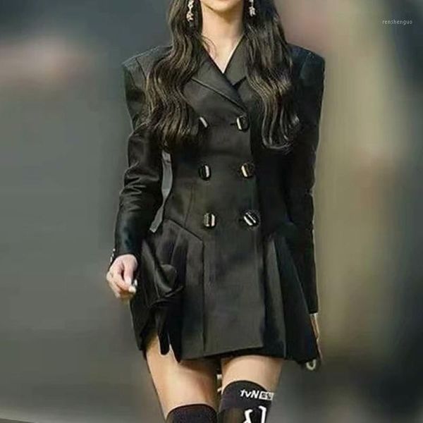 2021 spring new style v-neck long sleeves double breasted slim fit temperament mini black pleated dress women's clothing1, Black;gray
2021 spring new style v-neck long sleeves double breasted slim fit temperament mini black pleated dress women's clothing1, Black;gray