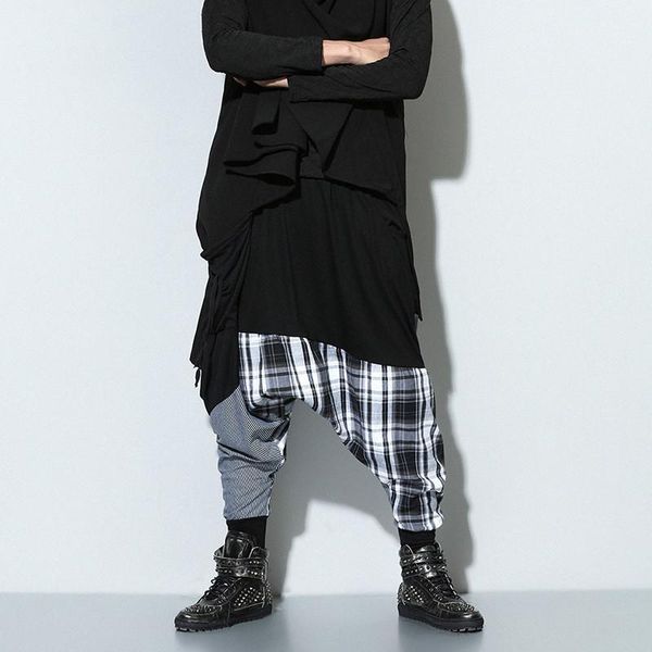 fashion elastic waist drop crotch harem pants men plaid pencil pants hip hop loose casual spliced trousers for male street wear1, Black
fashion elastic waist drop crotch harem pants men plaid pencil pants hip hop loose casual spliced trousers for male street wear1, Black