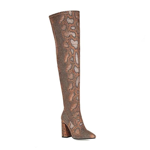 flock fashion all-match long tube thick heel pointed toe women's shoe side zipper super high heel snake print over the knee boot, Black
flock fashion all-match long tube thick heel pointed toe women's shoe side zipper super high heel snake print over the knee boot, Black