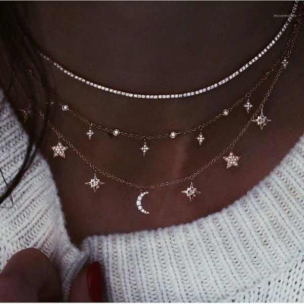bohemian multilayer geometric crystal stars moon necklace for women girls vintage choker necklace summer jewelry gifts1, Golden;silver
bohemian multilayer geometric crystal stars moon necklace for women girls vintage choker necklace summer jewelry gifts1, Golden;silver