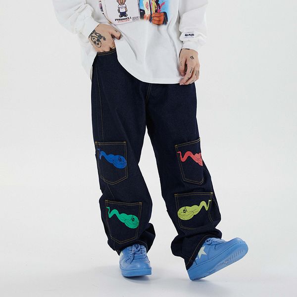 high street print multi-pockets graffiti jeans trousers men and women straight oversize ripped hip hop denim pants, Black
high street print multi-pockets graffiti jeans trousers men and women straight oversize ripped hip hop denim pants, Black