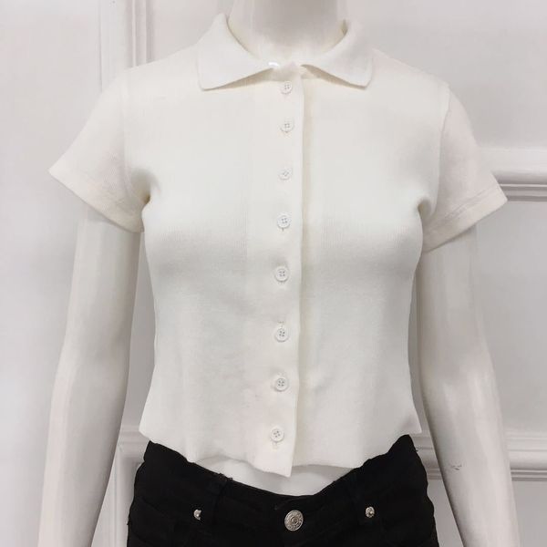 spring and summer new style single breasted short short sleeve coat t-shirt slim high waist ins super fire t-shirt for women cfgj4 c, White
spring and summer new style single breasted short short sleeve coat t-shirt slim high waist ins super fire t-shirt for women cfgj4 c, White