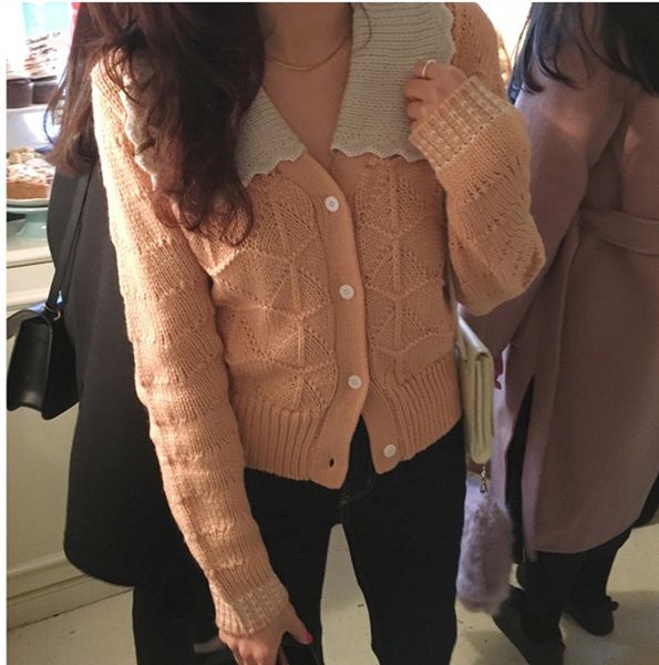 2020 autumn new fashion women's color matching lapel coat sweater sweater junior ins cardigan coat anlnw, White;black
2020 autumn new fashion women's color matching lapel coat sweater sweater junior ins cardigan coat anlnw, White;black