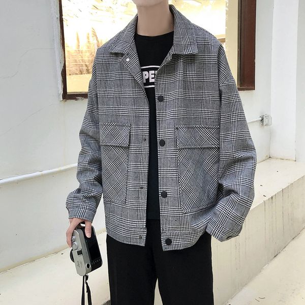 autumn and winter 2020 new plaid korean fashion loose student casual men's jacket, Black;brown
autumn and winter 2020 new plaid korean fashion loose student casual men's jacket, Black;brown