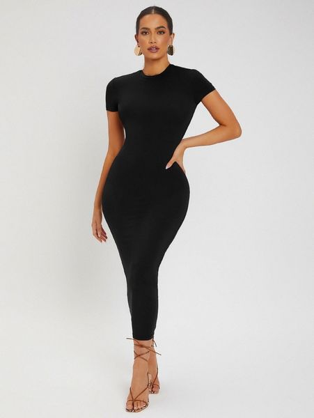 sxy solid round neck bodycon dress q7yb#, Black;gray
sxy solid round neck bodycon dress q7yb#, Black;gray