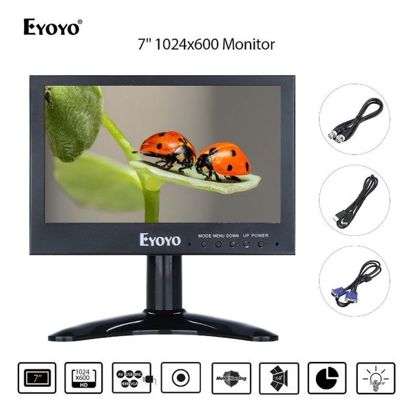 eyoyo 7" hdmi monitor 1024x600 lcd screen with bnc vga av usb output pc display for cctv dvd pc lapdvr ccd camera
eyoyo 7" hdmi monitor 1024x600 lcd screen with bnc vga av usb output pc display for cctv dvd pc lapdvr ccd camera