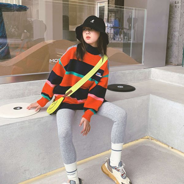middle long korean girls' winter new clothing school fashion children's wide stripe sweater tftd, Blue
middle long korean girls' winter new clothing school fashion children's wide stripe sweater tftd, Blue