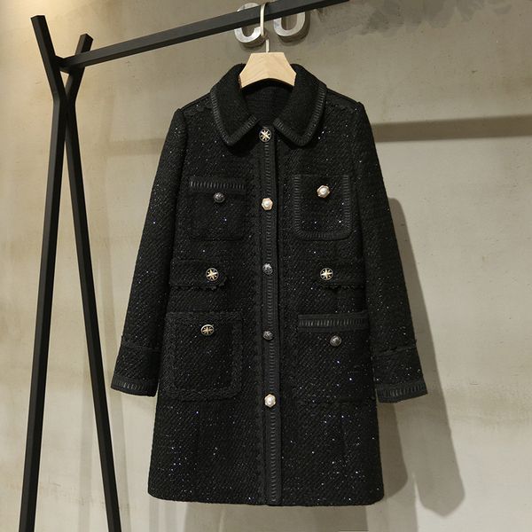 autumn winter women's tweed coat chic elegant sequins women coat lj201128, Black
autumn winter women's tweed coat chic elegant sequins women coat lj201128, Black