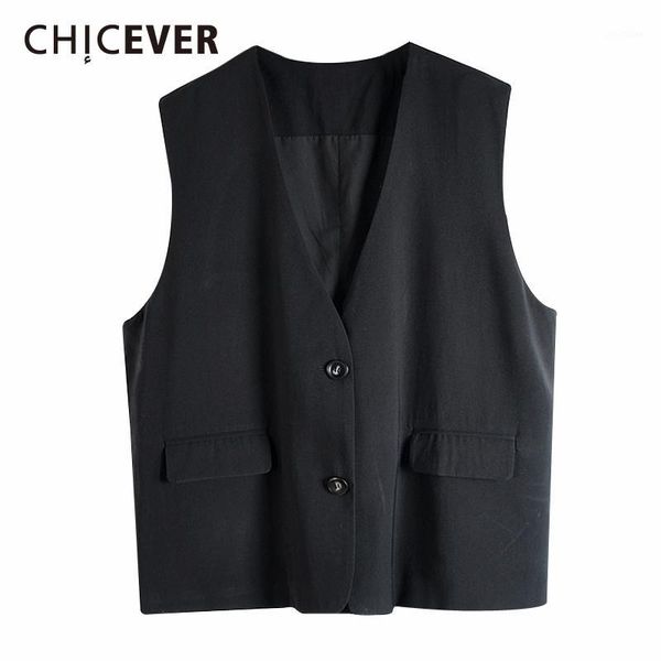 chicever women's vest v neck sleeveless pockets loose casual oversized vests for female korean fashion clothing new 2020 tid1, Black;white
chicever women's vest v neck sleeveless pockets loose casual oversized vests for female korean fashion clothing new 2020 tid1, Black;white