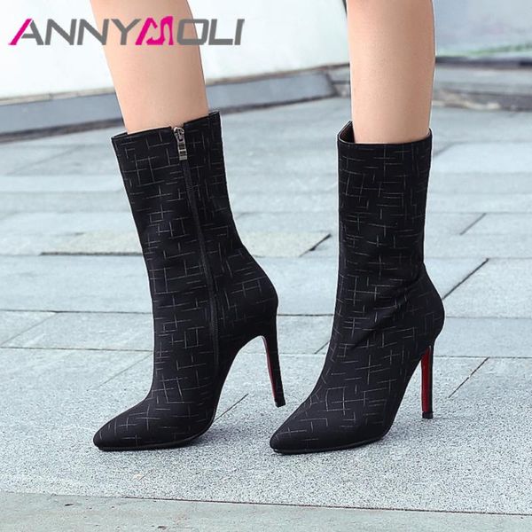 boots annymoli women 2021 high heel pointed toe zipper stiletto heels mid calf brand designer shoes winter, Black
boots annymoli women 2021 high heel pointed toe zipper stiletto heels mid calf brand designer shoes winter, Black