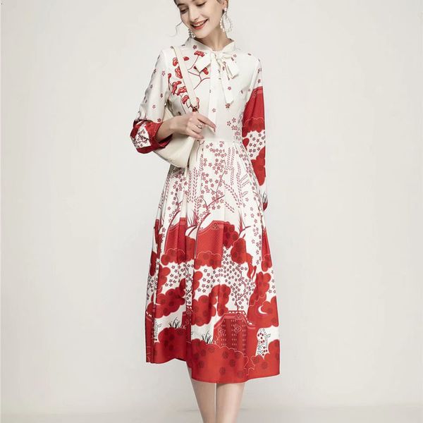 spring new style printing bow flower knot long sleeves mid length plied large sheath dress women's clothes 7aec, Black;gray
spring new style printing bow flower knot long sleeves mid length plied large sheath dress women's clothes 7aec, Black;gray