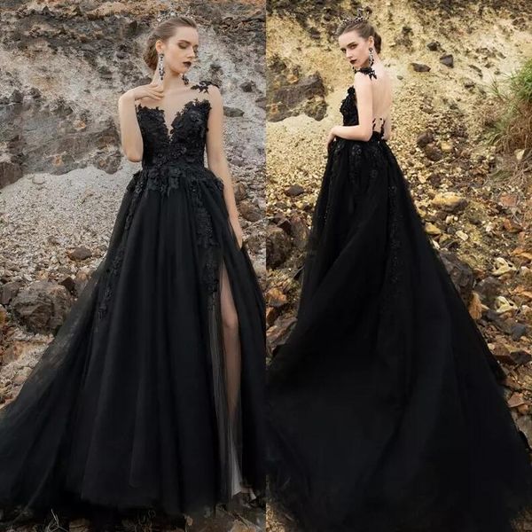 black gothic wedding dresses 2021 high split backless lace appliques vintage country boho wedding gowns vampires vestido de novia, White
black gothic wedding dresses 2021 high split backless lace appliques vintage country boho wedding gowns vampires vestido de novia, White