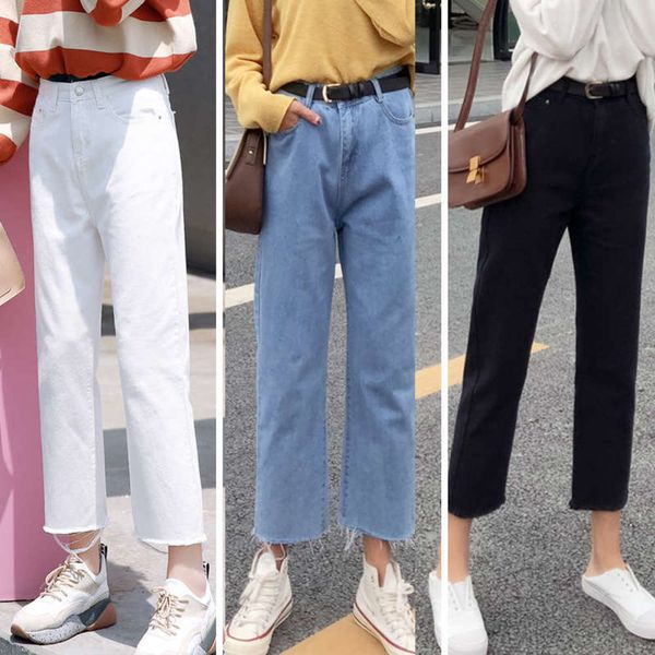 high waisted jeans women's korean new loose and raw hem capris straight harajuku wide leg pants8uy, Blue
high waisted jeans women's korean new loose and raw hem capris straight harajuku wide leg pants8uy, Blue