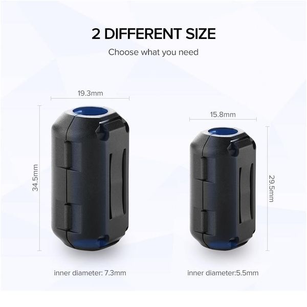 ugreen clip-on ferrite filter ring core for digital cables rfi emi noise suppressor active components filters cable p jllwzr 
ugreen clip-on ferrite filter ring core for digital cables rfi emi noise suppressor active components filters cable p jllwzr