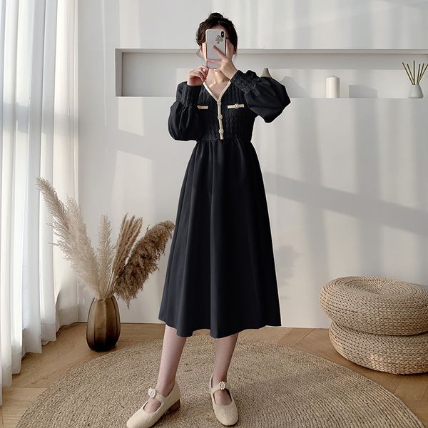 2021 new dressed in solid french style cleavage v puff medium length dress empire button the line autumn mxfc, Black;gray
2021 new dressed in solid french style cleavage v puff medium length dress empire button the line autumn mxfc, Black;gray