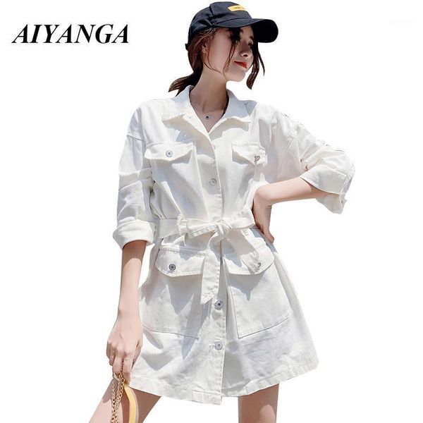 cargo jeans jackets women casual solid pockets turn-down collar sashes denim jackets 2020 autumn single breasted long white coat1, Black;brown
cargo jeans jackets women casual solid pockets turn-down collar sashes denim jackets 2020 autumn single breasted long white coat1, Black;brown