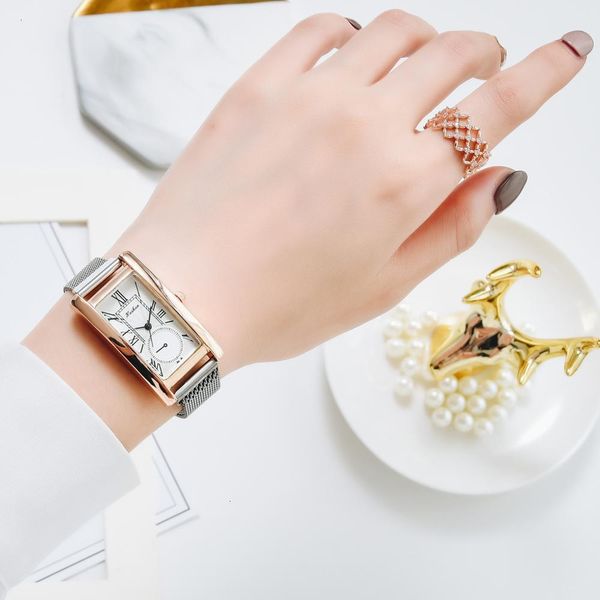 women rectangle dial watches luxury rose gold mesh belt magnetic quartz clock ladies dress wrist watch classic bracelet clock, Silver
women rectangle dial watches luxury rose gold mesh belt magnetic quartz clock ladies dress wrist watch classic bracelet clock, Silver