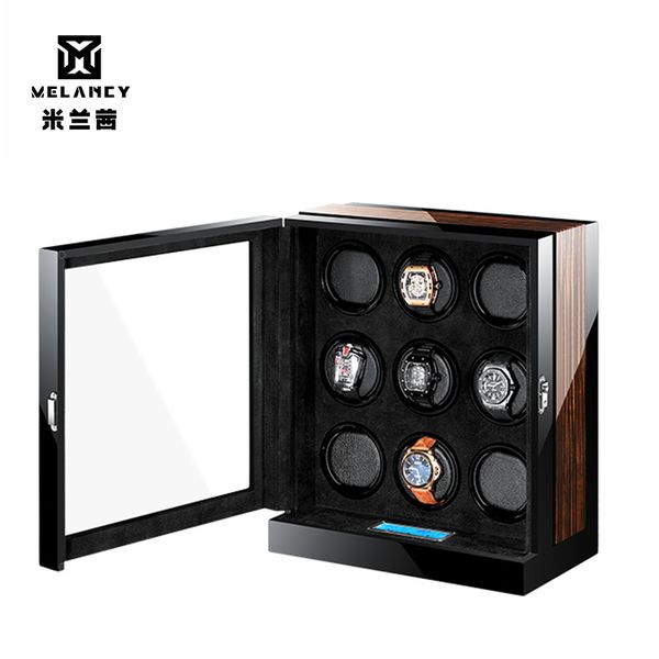 luxury wooden automatic winder 9 slots watch storage box