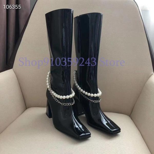 boots 2021 women's autumn and winter fashion with pearl metal chain, trendy models1, Black
boots 2021 women's autumn and winter fashion with pearl metal chain, trendy models1, Black