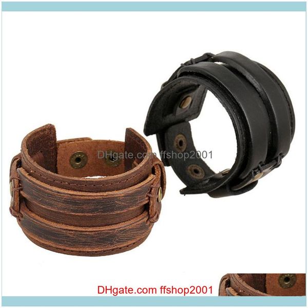 jewelrymens punk rock vintage wide genuine leather cuff wrap charm bracelets bangles jewelry fashion aessories bangle drop delivery 2021 zcx, Black
jewelrymens punk rock vintage wide genuine leather cuff wrap charm bracelets bangles jewelry fashion aessories bangle drop delivery 2021 zcx, Black