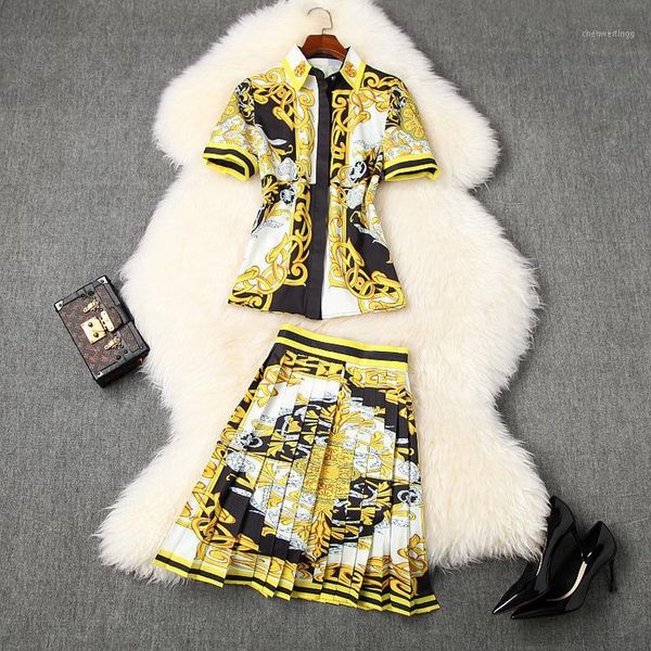 women pleated skirt and set summer 2020 designer diamonds beading baroque short sleeve shirts mini skirts two piece outfit1, White
women pleated skirt and set summer 2020 designer diamonds beading baroque short sleeve shirts mini skirts two piece outfit1, White