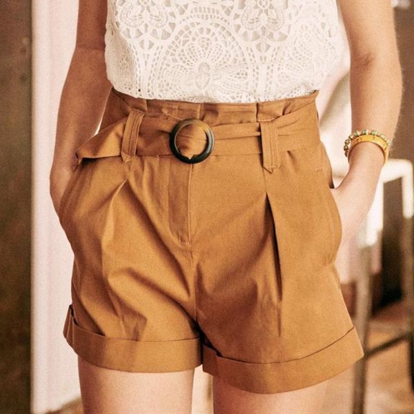 women's shorts 2021 women wild stylish casual straight summer short pants with sashes, White;black 
women's shorts 2021 women wild stylish casual straight summer short pants with sashes, White;black