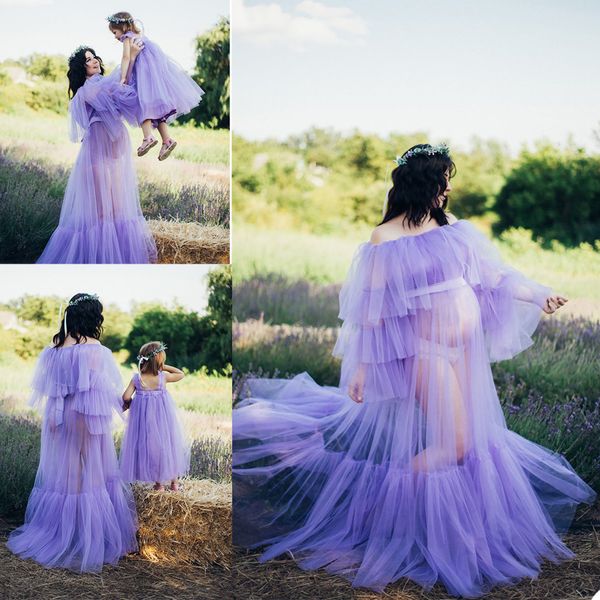 illusion light purple tulle maternity women robes off shoulder long sleeve sleepwear robe party prom gowns for p shoot, White
illusion light purple tulle maternity women robes off shoulder long sleeve sleepwear robe party prom gowns for p shoot, White