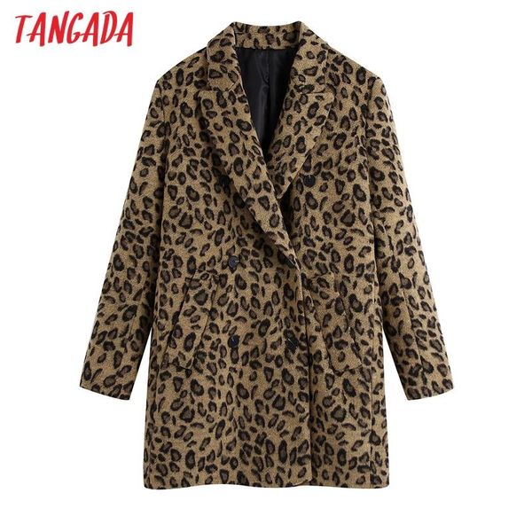 tangada women autumn winter leopard print woolen coat thick long sleeves pocket 2021 ladies elegant overcoat be343, Black
tangada women autumn winter leopard print woolen coat thick long sleeves pocket 2021 ladies elegant overcoat be343, Black