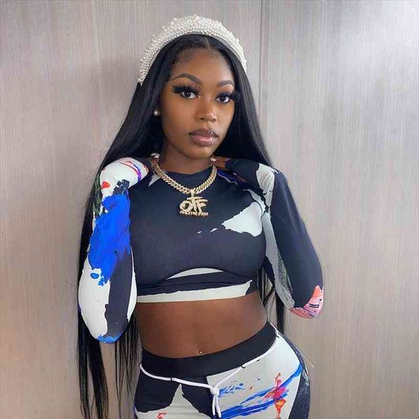 autumn women tie dye print bodycon tracksuit two piece sets long sleeve crop sporty leggings casual fitness clothes, White
autumn women tie dye print bodycon tracksuit two piece sets long sleeve crop sporty leggings casual fitness clothes, White
