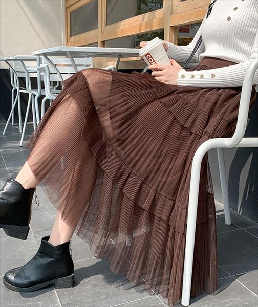 spring summe sweet cake layered long mesh skirts women elastic high waist ruffled vintage tiered tulle pleated ins skirt, Black
spring summe sweet cake layered long mesh skirts women elastic high waist ruffled vintage tiered tulle pleated ins skirt, Black