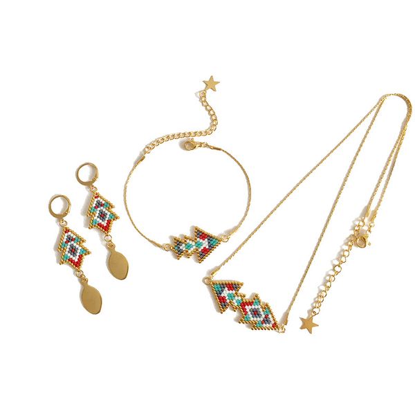fashion accessories national style knitting color bead necklace bracelet earring set fashion designer jewelry women necklaces, Black
fashion accessories national style knitting color bead necklace bracelet earring set fashion designer jewelry women necklaces, Black