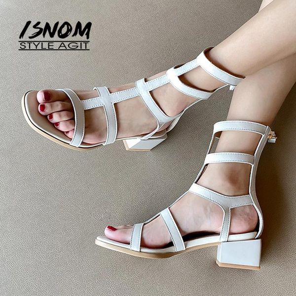 isnom 2020 leather sandals women gladiator sandals chunky heels summer shoes woman ladies dress shoes big size 43, Black
isnom 2020 leather sandals women gladiator sandals chunky heels summer shoes woman ladies dress shoes big size 43, Black
