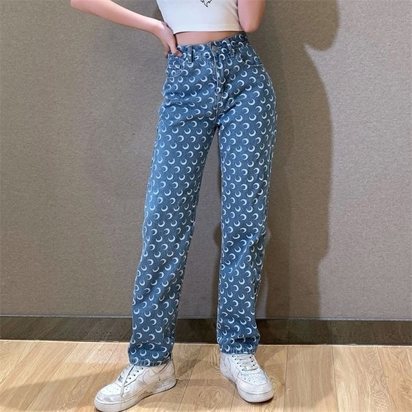 moon print pants straight leg mom jean high waist denim trousers slim streetwear fashion y2k style baggy clothing 220310, Blue
moon print pants straight leg mom jean high waist denim trousers slim streetwear fashion y2k style baggy clothing 220310, Blue