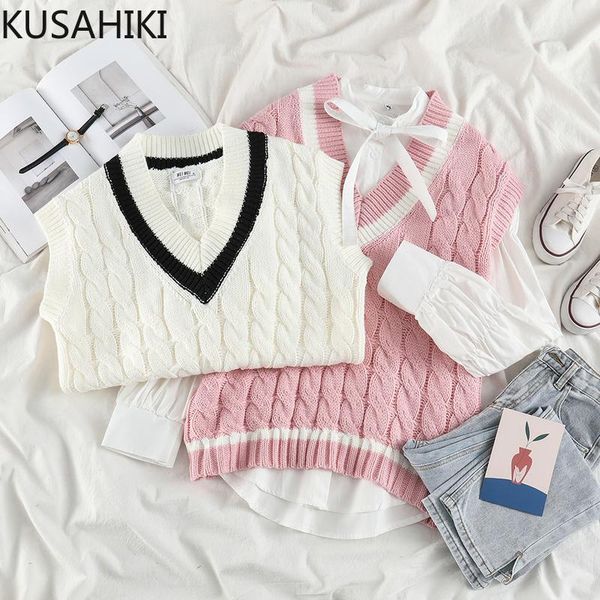women's vests kusahiki korean striped hit color v-neck knitted vest causal sleeveless women pullovers 2021 spring sweater 6e722, Black;white
women's vests kusahiki korean striped hit color v-neck knitted vest causal sleeveless women pullovers 2021 spring sweater 6e722, Black;white