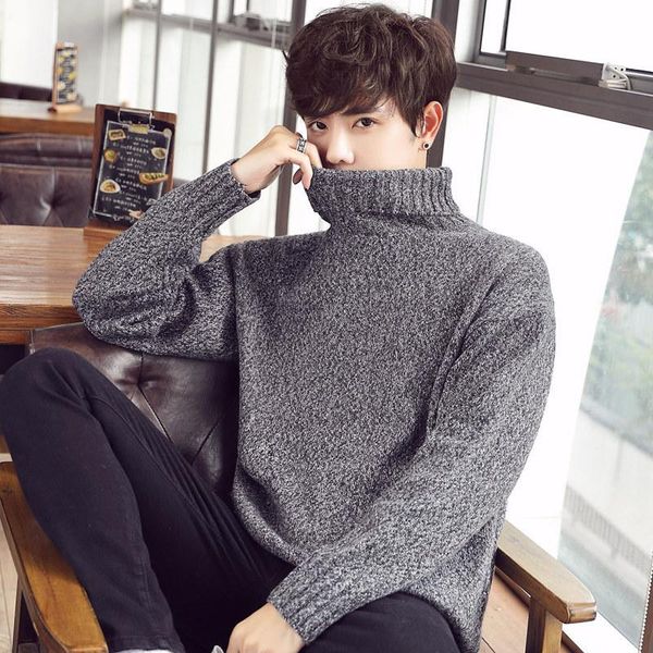 2020 winter new turtleneck long sleeve sweater men's solid color men's sweater slim knitwear korean fashion wear, White;black 
2020 winter new turtleneck long sleeve sweater men's solid color men's sweater slim knitwear korean fashion wear, White;black