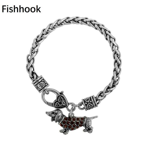 fishhook studded sparkling crystals dachshund crystal dogs animal pendant heart clasp wheat chian bracelets, Black
fishhook studded sparkling crystals dachshund crystal dogs animal pendant heart clasp wheat chian bracelets, Black